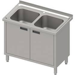 Table with 2 compartment sink., hinged door 1000x700x850 mm, pressed top STALGAST MEBLE 983967100