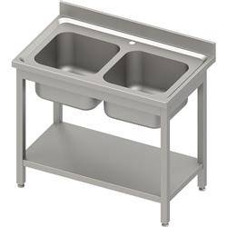 Table with 2 compartment sink.with shelf 1000x600x850 mm screwed, pressed table top, canned edge 100x15x10 STALGAST MEBLE 984586100