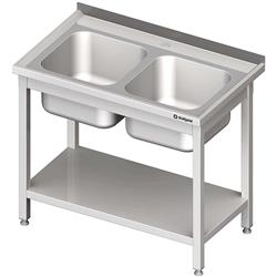 Table with 2 compartment sink.with shelf 1000x600x850 mm welded STALGAST MEBLE 980816100S