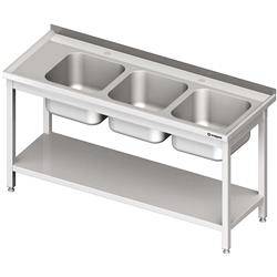 Table with 3 compartment sink.(P),with shelf 1500x600x850 mm bolted STALGAST MEBLE 981136150