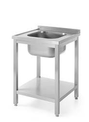 Table with one sink with shelf - bolted, with dimensions.600x600x(H)850 mm HENDI 811856