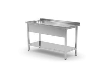 Table with one sink with shelf, left - screwed, with dimensions. 800x700x(H)8 HENDI 812921