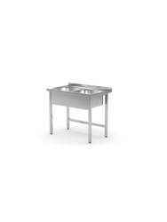 Table with two sinks without a shelf - welded, with dimensions. 1000x600x850 m HENDI 815007