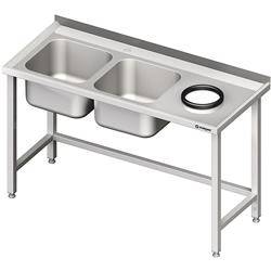 Wall table with sink without shelf with opening 1400x600x850 mm, 2 compartments left welded STALGAST MEBLE 981026140