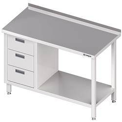 Wall table with three drawer block (L),and shelf 1300x600x850 mm STALGAST MEBLE 980386130