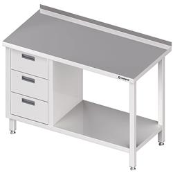 Wall table with three drawer block (L),and shelf 1400x600x850 mm STALGAST MEBLE 980386140