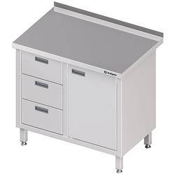 Wall table with three drawer block (L),hinged door 800x600x850 mm STALGAST MEBLE 980426080