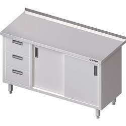 Wall table with three drawer block (L),sliding door 1300x600x850 mm STALGAST MEBLE 980466130