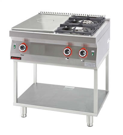 Chrome gas cooktop 400 mm + 1x4,5kW + 1x7,5kW on skeleton base 700.KG-2/I-400.T Kromet