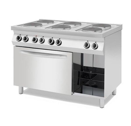 Electric cookers 6-plate on a base with three sides closed or with an electric oven with an electric oven Grafen 227572 MBM