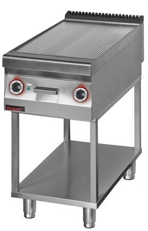 Electric grill plate corrugated chrome 450 mm 6.0kW on skeleton base 900.PBE-450R.T Kromet