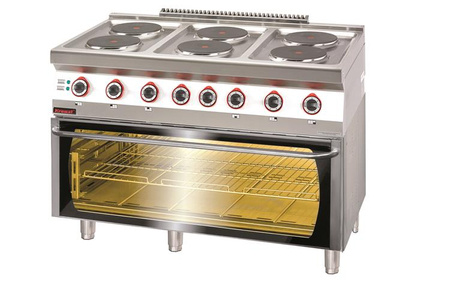 Electric kitchen with electric oven module 3xGN 1/1 6x2,6kW + 8,4 kW (oven) 700.KE-6/PE-3 Kromet