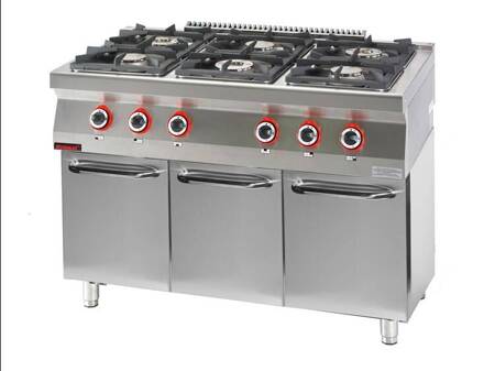 Gas cooker 6-burner on closed cabinet base 700.KG-6.S.D Kromet