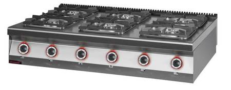 Gas cooker 6 burners 2x4,5kW + 2x7,5kW + 2x9,0 kW 900.KG-6 Kromet