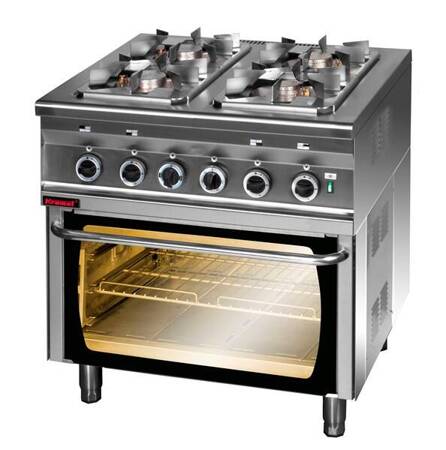 Gas cooker with electric oven 1x2.5kW + 3x3.5kW + 6.5 kW (oven) 000.KG-4s/PE-2 Kromet