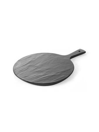 Melamine serving plate with handle- imitation slate, round HENDI 561355