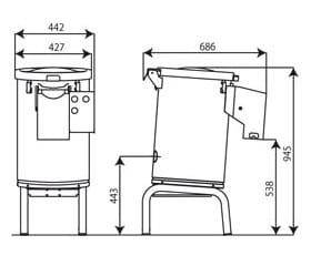 Onion peeler | stainless | 8 kg load | 0,75 kW | C/E OP8