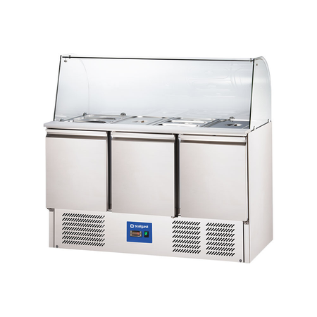 Refrigerated 3 door salad table with glass extension, V 368 l STALGAST 832232