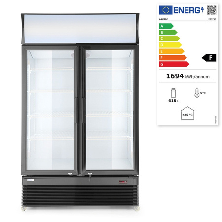 Refrigerated display case with illuminated panel 2-door 750L