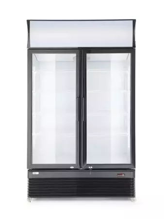 Refrigerated display case with illuminated panel 2-door 750L