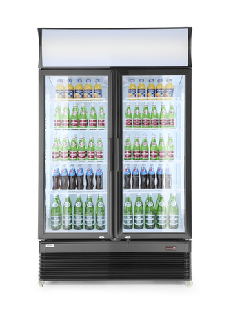 Refrigerated display case with illuminated panel 2-door 750L