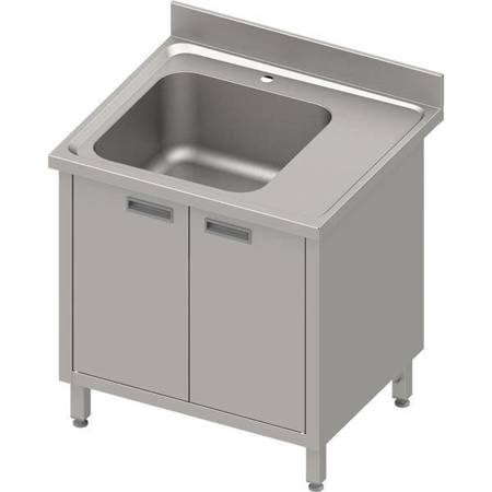 Table with 1-bowl sink.(L),hinged door 800x600x850 mm, pressed top,canned edge 100x15x10 STALGAST MEBLE 984506080