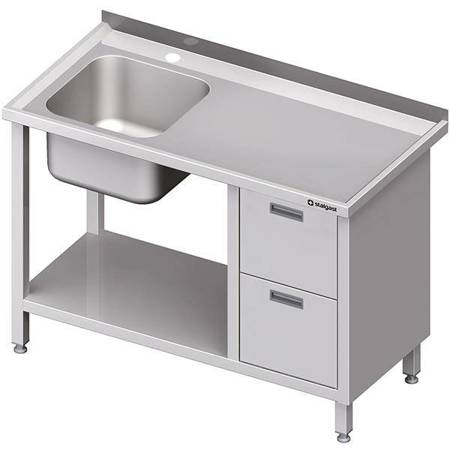 Table with 1-bowl sink.(L), with a block of two drawers and a shelf 1000x600x850 mm STALGAST MEBLE 981006100