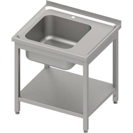 Table with 1-bowl sink.(L),with shelf 800x600x850 mm bolted, pressed top STALGAST MEBLE 983156080