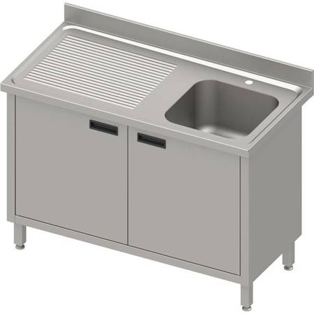 Table with 1-bowl sink.(P),hinged door 1200x600x850 mm, pressed top,canned edge 100x15x10 STALGAST MEBLE 984496120