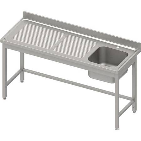 Table with 1-bowl sink.(P),without shelf 1500x600x850 mm, pressed top, canned edge 100x15x10 STALGAST MEBLE 984426150