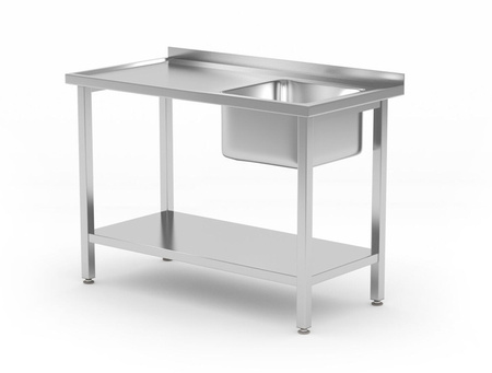 Table with 1-bowl sink and shelf Budget Line - bolted 1000x600x(H)850 | HENDI 817018