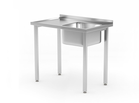 Table with 1-bowl sink without shelf Budget Line - bolted 800x600x(H)850 | HENDI 816769