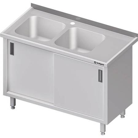 Table with 2 compartment sink.(L),sliding door 1300x700x850 mm STALGAST MEBLE 980917130