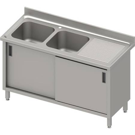 Table with 2 compartment sink.(L),sliding door 1700x700x850 mm, pressed top,canned edge 100x15x10 STALGAST MEBLE 984667170