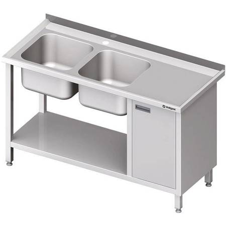 Table with 2 compartment sink.(L), with cabinet and shelf 1400x700x850 mm STALGAST MEBLE 981067140