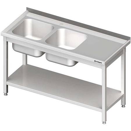 Table with 2 compartment sink.(L),with shelf 1100x600x850 mm bolted STALGAST MEBLE 980846110