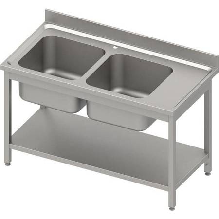 Table with 2 compartment sink.(L),with shelf 1200x700x850 mm bolted, pressed top, canned edge 100x15x10 STALGAST MEBLE 984607120