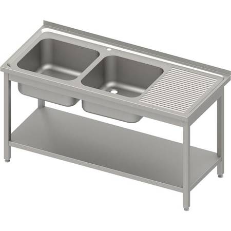 Table with 2 compartment sink.(L),with shelf 1400x600x850 mm bolted, pressed top STALGAST MEBLE 983176140