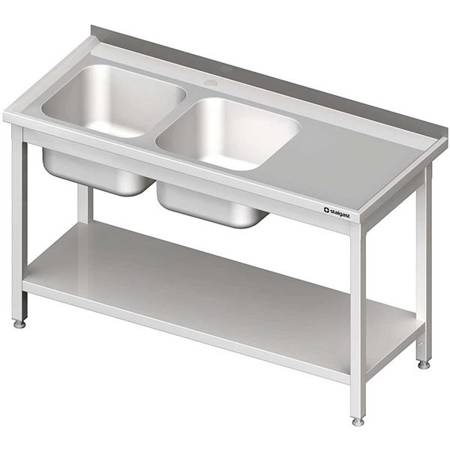 Table with 2 compartment sink.(L),with shelf 1500x700x850 mm bolted STALGAST MEBLE 980847150