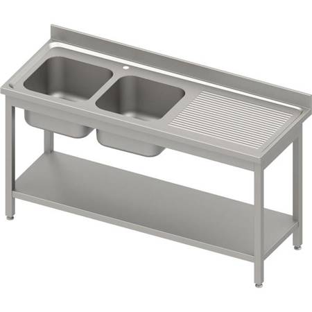 Table with 2 compartment sink.(L),with shelf 1700x600x850 mm welded, pressed top, canned edge 100x15x10 STALGAST MEBLE 984606170S