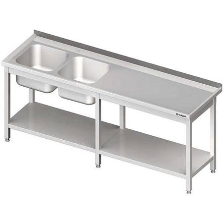 Table with 2 compartment sink.(L),with shelf 2000x600x850 mm STALGAST MEBLE 980856200