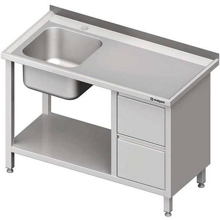 Table with 2 compartment sink.(P) and space for a refrigerator or dishwasher 2100x600x900 mm STALGAST MEBLE 981036210