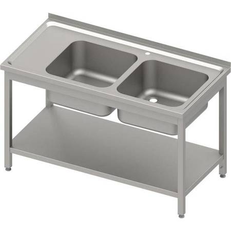 Table with 2 compartment sink.(P),with shelf 1100x700x850 mm bolted, pressed top STALGAST MEBLE 983167110