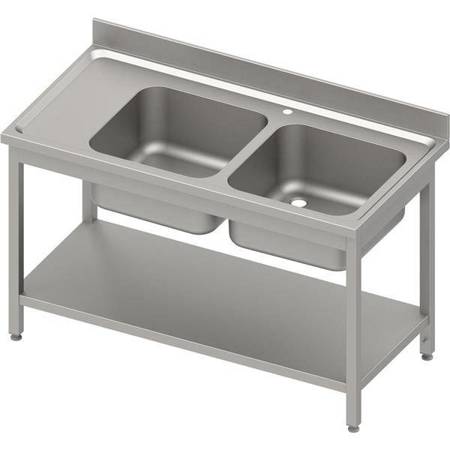 Table with 2 compartment sink.(P),with shelf 1200x600x850 mm bolted, pressed top, canned edge 100x15x10 STALGAST MEBLE 984596120