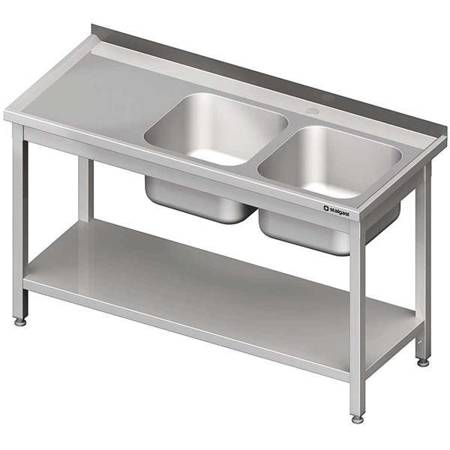 Table with 2 compartment sink.(P),with shelf 1200x700x850 mm bolted STALGAST MEBLE 980827120