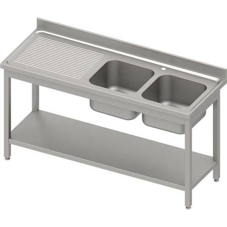 Table with 2 compartment sink.(P),with shelf 1400x600x850 mm welded, pressed top, canned edge 100x15x10 STALGAST MEBLE 984596140S