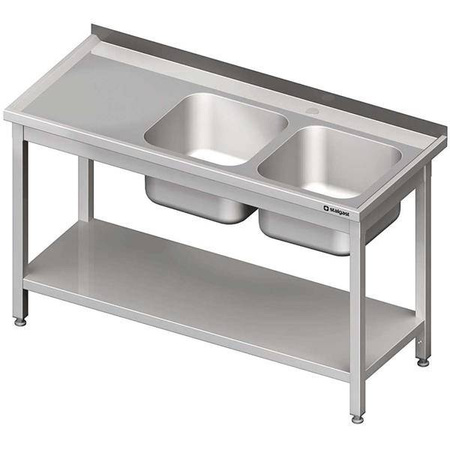 Table with 2 compartment sink.(P),with shelf 1700x700x850 mm welded STALGAST MEBLE 980827170S