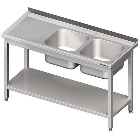 Table with 2 compartment sink.(P),with shelf 1900x600x850 mm bolted STALGAST MEBLE 980826190