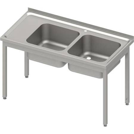 Table with 2 compartment sink.(P),without shelf 1100x600x850 mm bolted, pressed top STALGAST MEBLE 983916110