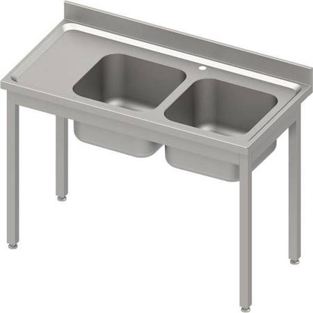 Table with 2 compartment sink.(P),without shelf 1100x600x850 mm welded, pressed top, canned edge 100x15x10 STALGAST MEBLE 984546110S